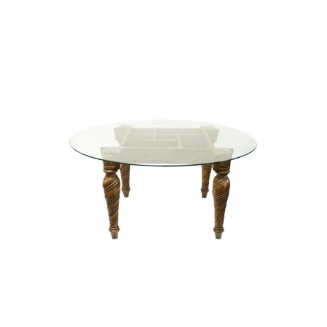 Rentals (Manila) - Round Glass Carved Wooden Coffee Table 80397 [Qty Available: 1 Unit]