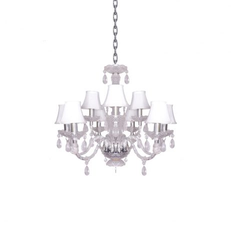 Rentals (Manila) - 9-Arm Crystal Chandelier with Fabric Shades 27012 [Qty Available: 4 Units]