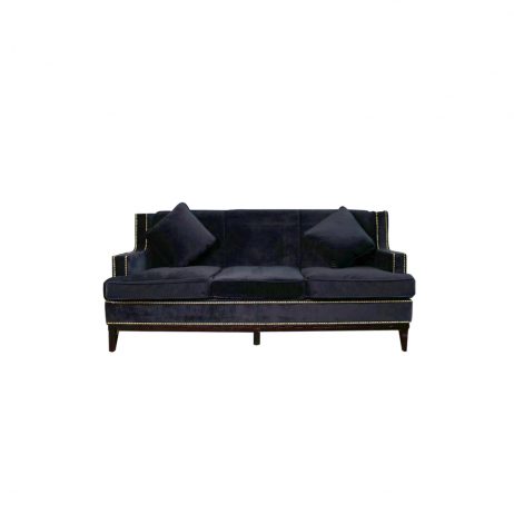 Rental - 3-Seater Abe Nailhead Velvet Sofa (Black) 67485 [Qty Available: 3 Units]