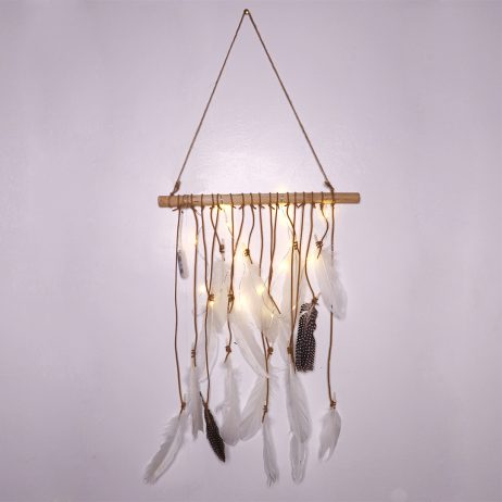 18th Store LCC - Square Dreamcatcher (Feathers) w/ Battery Operated LED Lights L42614
