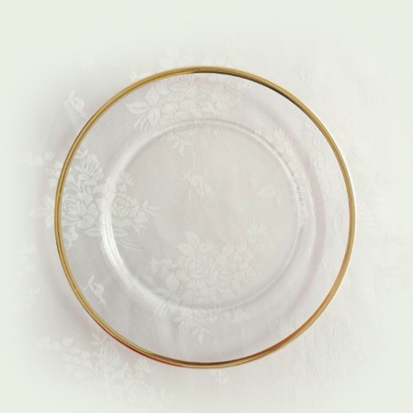 Rentals (Manila) - Crystal Dinner Plate with Gold Rim (10.5 inches Diameter) 47390 [Qty Available: 50 Units]
