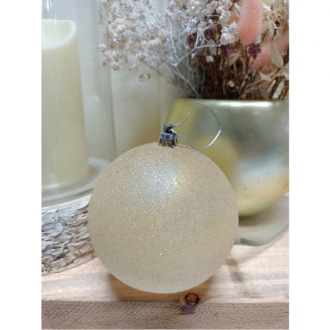 18th Store LCC - Christmas Ornament White Balls with Glitter (Set of 2 per Pack) L17460