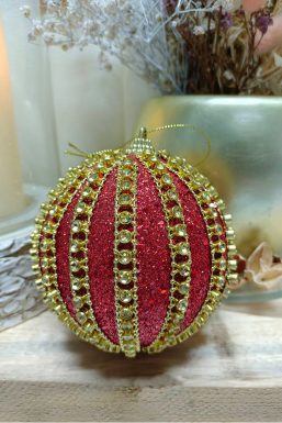 18th Store LCC - Christmas Ornament Red Crown Balls XL (Set of 2 per Pack) L67048