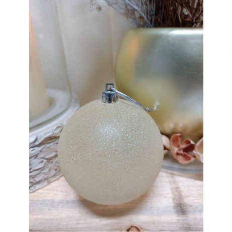 18th Store LCC - Christmas Ornament White Glitter Balls (Set of 4 per Pack) L77209