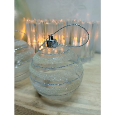 18th Store LCC - Christmas Ornament Clear White Balls (Set of 6 per Pack) L97458
