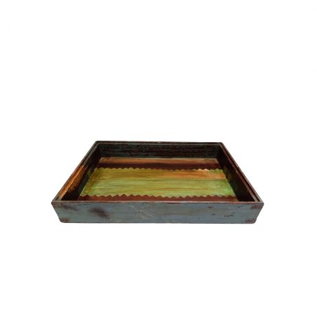 18th Store LCC - Shedrach Blue Wooden Tray L40715