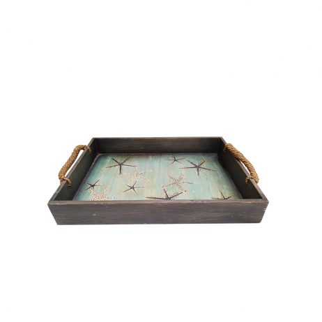 18th Store LCC - Starfish Blue Wooden Tray L40726