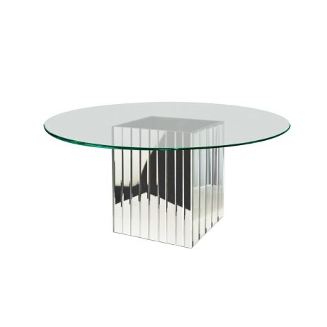 Rentals (Manila) - Striped Mirror Table (6 Feet Diameter / Clear Topper) 24163 [Qty Available: 6 Units]