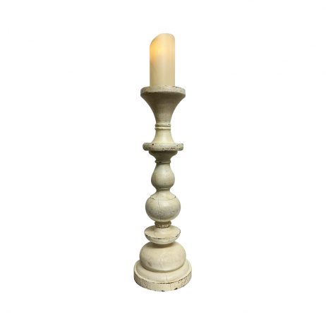 18th Store LCC - Wooden Candle Holder Distressed White with LED Candle L73931 / Philippines