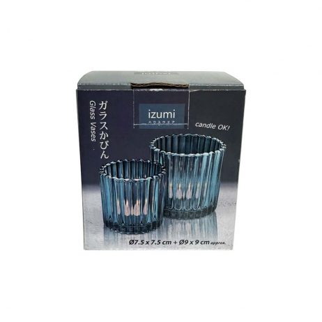 18th Store LCC - Izumi 2-Pc Blue Glass Vases LA005