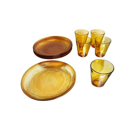 18th Store LCC - Set of 5 Small Plate & Glass (Amber) L22135